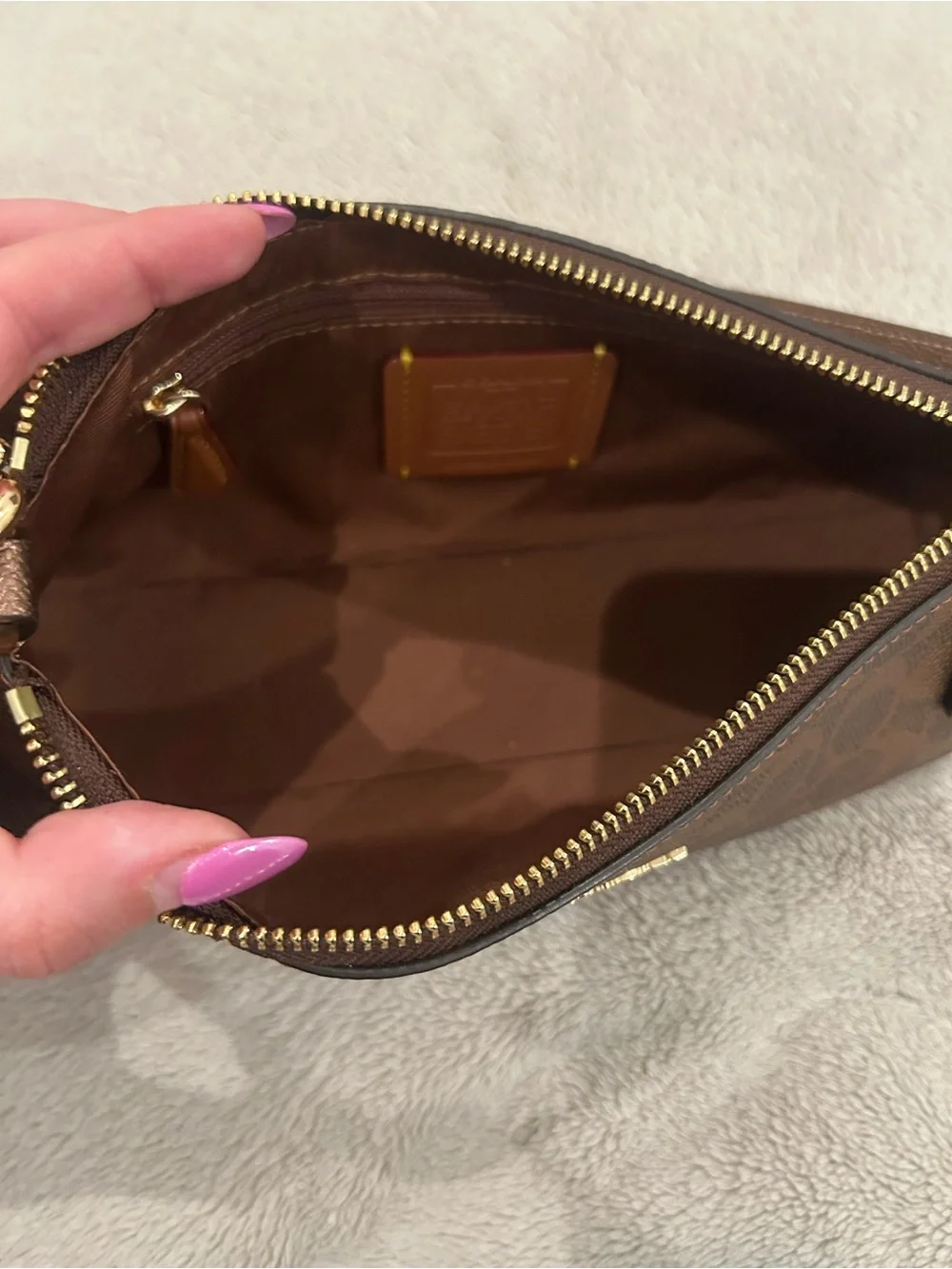 COACH Charlotte Gold/Bronze Signature Canvas Shoulder Bag